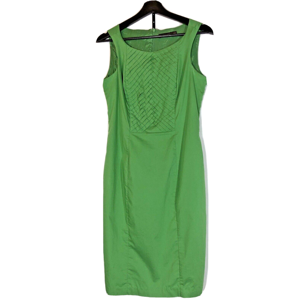 The Limited Kelly Green Dress Sleeveless Pleated Bib Knee Length Womens Size 6